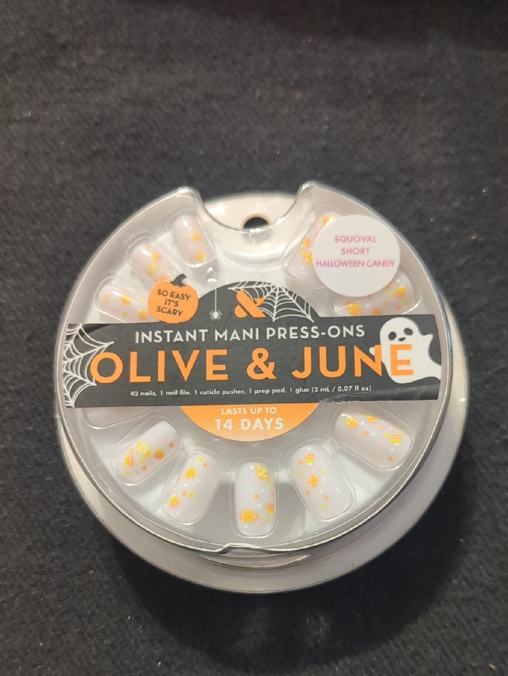 Olive & June Instant Mani Squoval Short Halloween Candy - Press On Nails